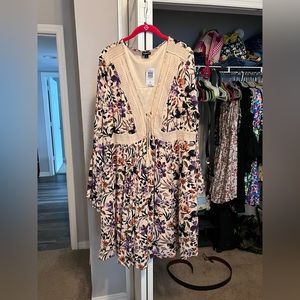 Torrid Floral Lace Up Bell Sleeve Dress